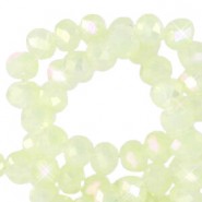 Faceted glass beads 3x2mm disc Off white AB coating